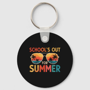Retro Last Day Of Schools Out For Summer Teacher B Keychain