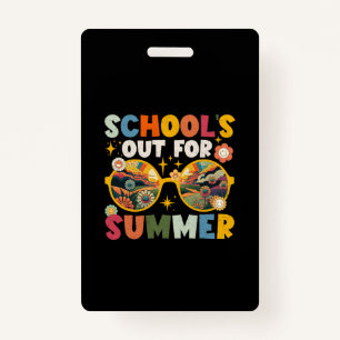 Retro Last Day of School's Out For Summer Teacher Badge