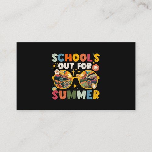 Retro Last Day of Schools Out For Summer Teacher  Business Card