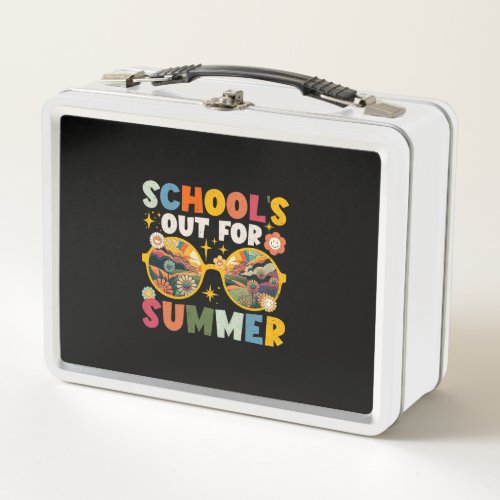 Retro Last Day of Schools Out For Summer Teacher  Metal Lunch Box