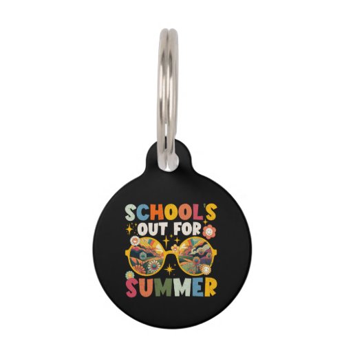 Retro Last Day of Schools Out For Summer Teacher  Pet ID Tag