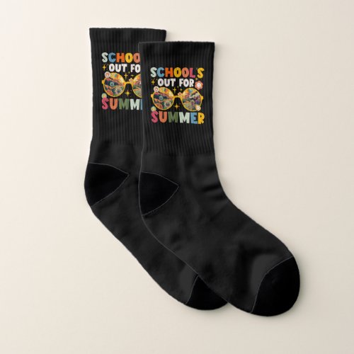 Retro Last Day of Schools Out For Summer Teacher  Socks