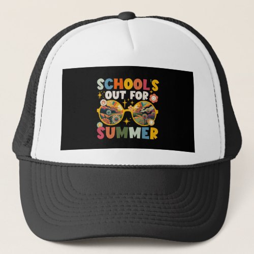 Retro Last Day of Schools Out For Summer Teacher  Trucker Hat