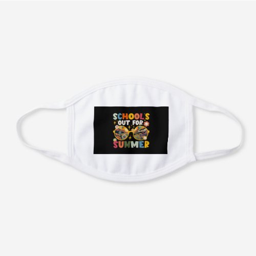 Retro Last Day of Schools Out For Summer Teacher  White Cotton Face Mask