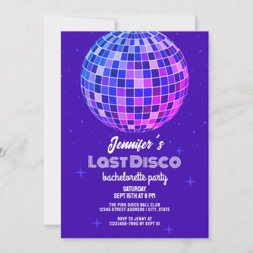 Retro Last Disco 70s Glitz and Glam Bachelorette Invitation