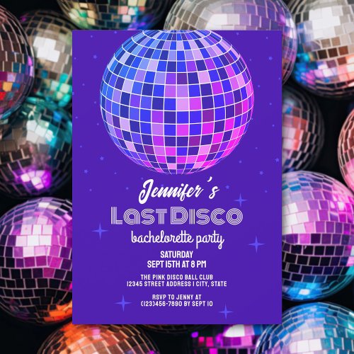 Retro Last Disco 70s Glitz and Glam Bachelorette Invitation