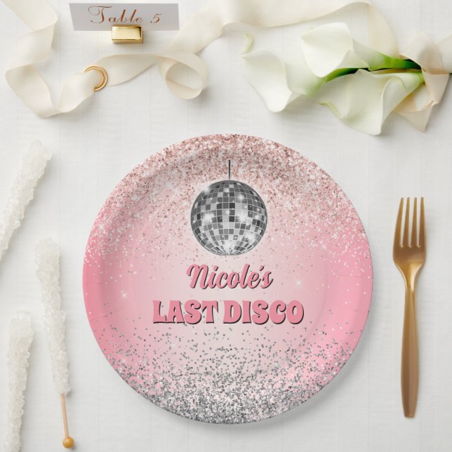 Retro Last Disco Bachelorette Custom Paper Plates (Wedding)