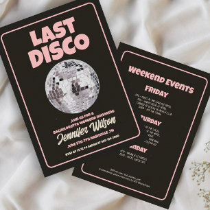 Retro Last Disco Bachelorette Weekend Invitation
