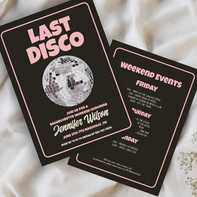 Retro Last Disco Bachelorette Weekend  Invitation (Creator Uploaded)