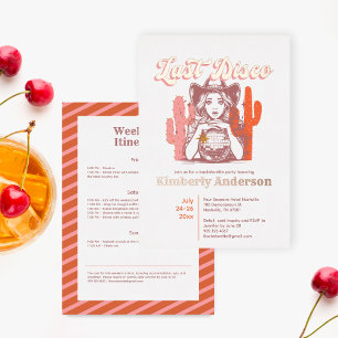 Retro Last Disco Cowgirl Bach Party Weekend Gold Foil Invitation