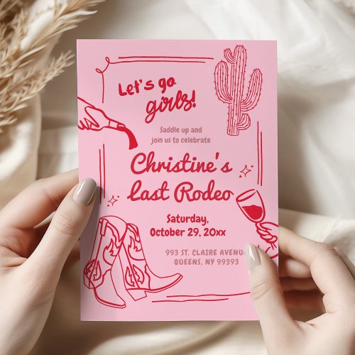 Retro Last Rodeo Cowgirl Bachelorette Partry Invitation