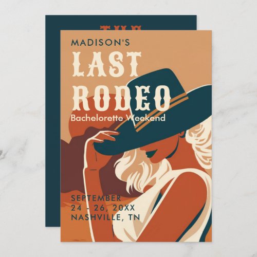 Retro Last Rodeo Terracotta Itinerary Bachelorette Invitation