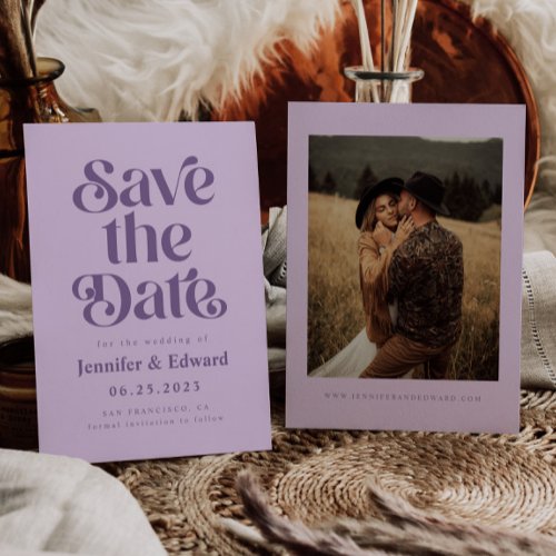 Retro Lavender Wedding Save The Date