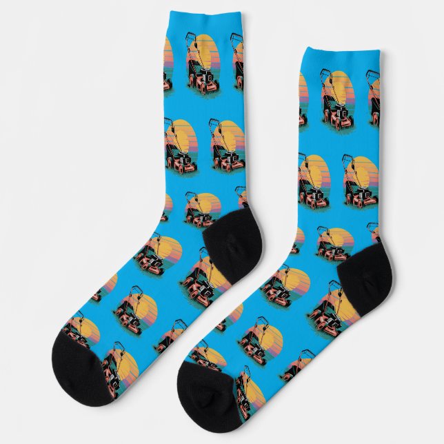 Retro Lawnmower Sunset Socks (Left)