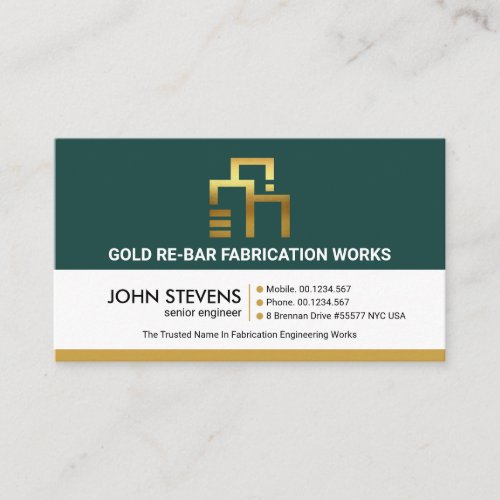 Retro Layers Gold Rebar Building Engineering Business Card