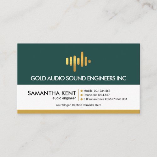 Retro Layers Gold Sound Wave Audio Engineer Business Card