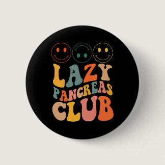 Retro Lazy Pancreas Club Type-1 Diabetes Awareness Button