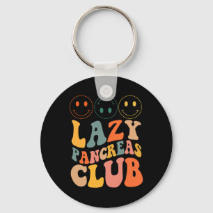 Retro Lazy Pancreas Club Type-1 Diabetes Awareness Keychain