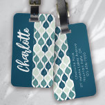 Retro Leaf Pattern Blue Green Monogram Luggage Tag<br><div class="desc">✈️✨ Tagged and Trendy! Elevate your travel style with our personalized luggage tags - the perfect companion for every adventure. 🛄🎉 Where will your next adventure take you?</div>