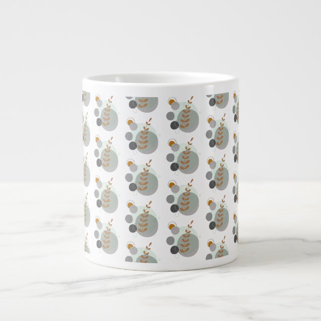 Retro Leaf Pattern Giant Coffee Mug (Front)
