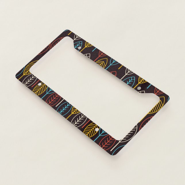 Retro Leaf Pattern License Plate Frame (3/4)