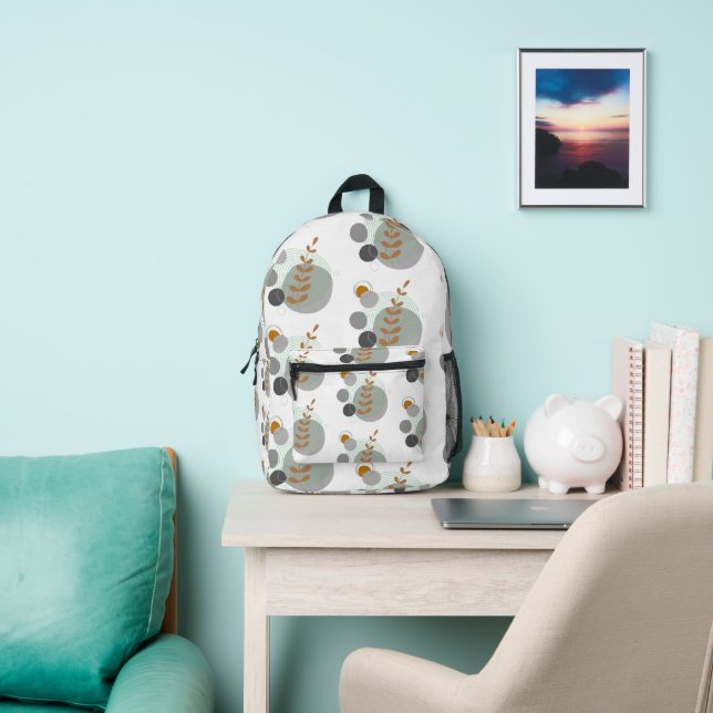 Retro Leaf Pattern Printed Backpack (Insitu)