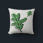 Retro Leaf Print  Throw Pillow<br><div class="desc">Retro look leaf pattern with offset colouring. Fun pillow for summer days. You can change the size of the pattern,  and reverse side colour,  and the background colour to customize it</div>