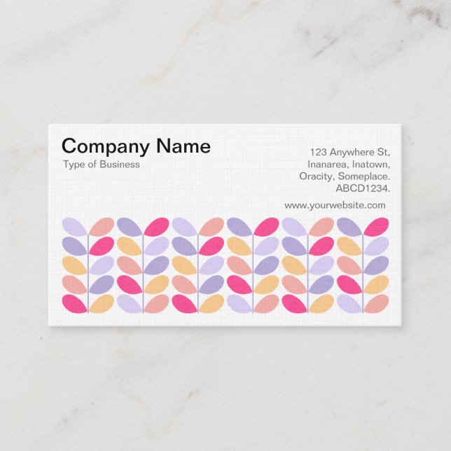 Retro Leaves 01 - (Linen) Business Card (Front)