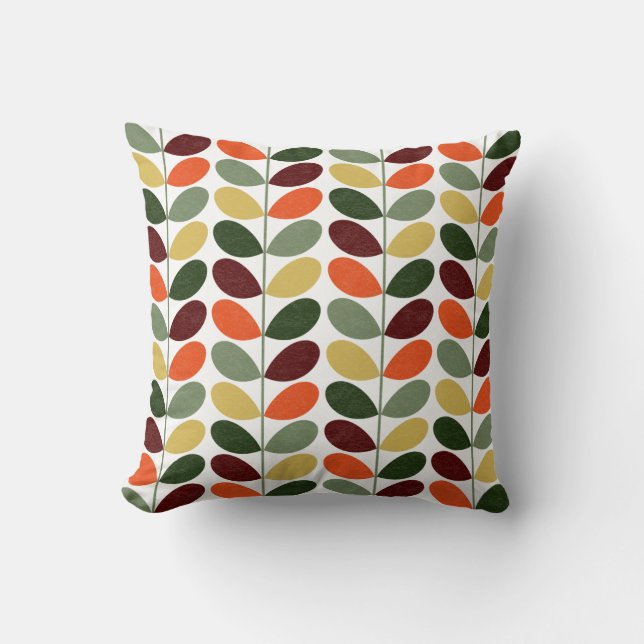 Retro Leaves 02 Large Pattern Throw Pillow (Front)