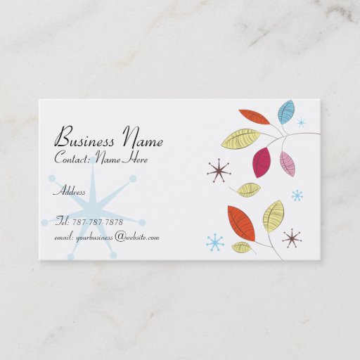 Customizable Retro Leaves Business Card