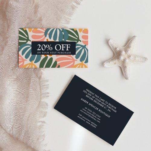 RETRO LEAVES GROOVY BOTANICAL Discount Business Card