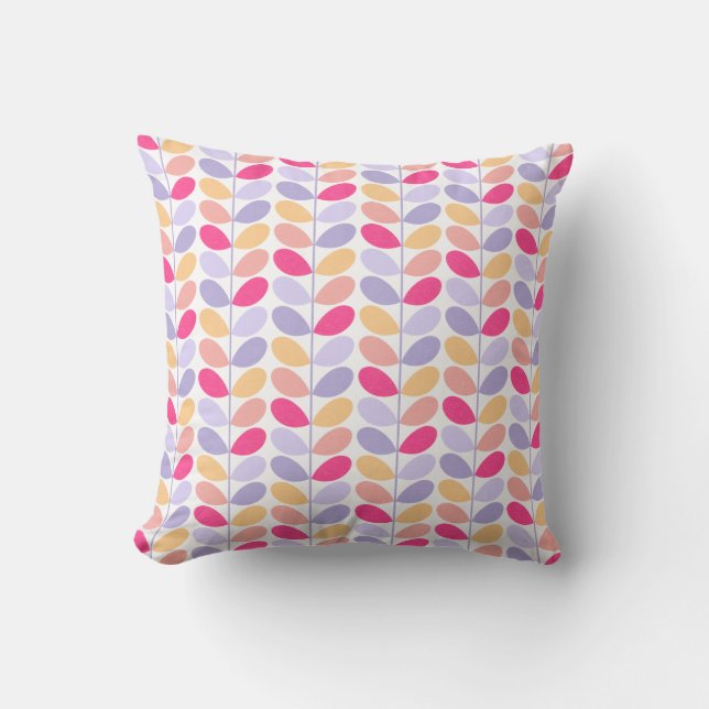 Retro Leaves Throw Pillow (Front)