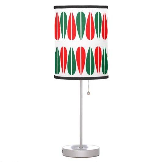 Retro Leaves v2 - Forest Green and Red Table Lamp (Left)