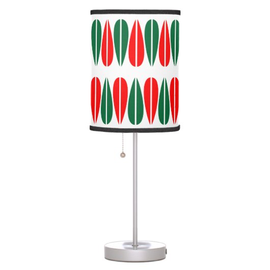 Retro Leaves v2 - Forest Green and Red Table Lamp (Right)