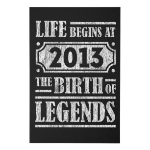 Retro Legend Born in 2013 Vintage Birthday Gift Faux Canvas Print
