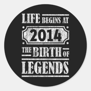 Retro Legend Born in 2014 Vintage Birthday Gift Classic Round Sticker