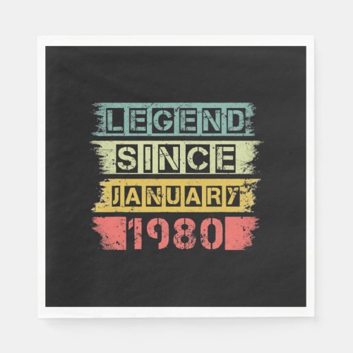 Retro Legend Since January 1980 40th Birthday Gift Napkins
