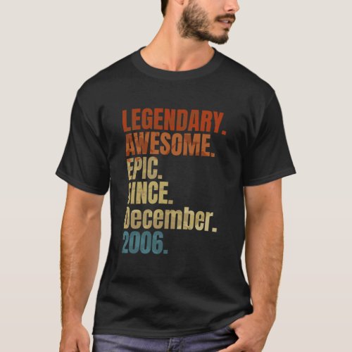 Retro Legendary Since December 2006 T Shirt 13 Yea