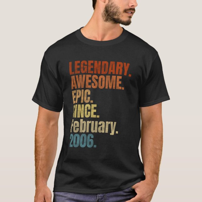 Retro Legendary Since February 2006 T Shirt 14 Yea (Front)