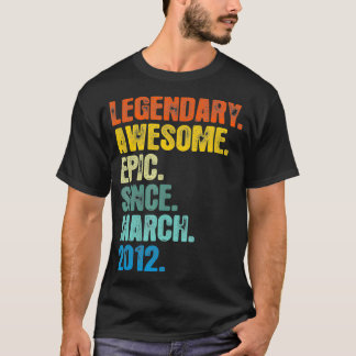 Retro Legendary Since March 2012 T  9 Years Old  T-Shirt