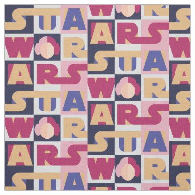 Retro Leia Stacked Star Wars Logo Fabric