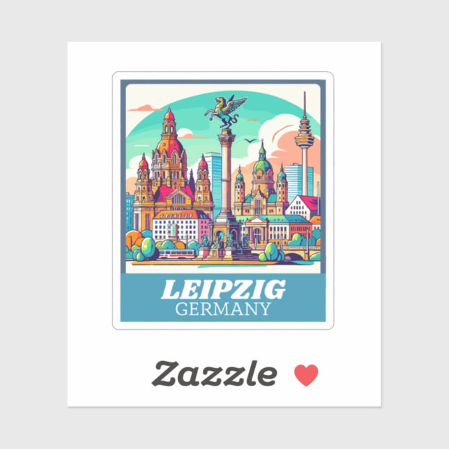 Retro Leipzig Skyline  Sticker (Sheet)