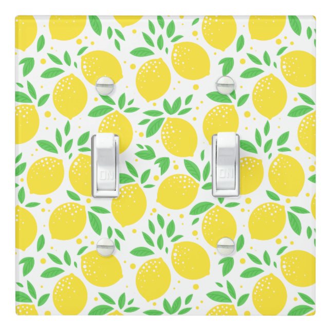 Retro Lemon Citrus Fruit Orchard Yellow Pattern Light Switch Cover (In Situ)