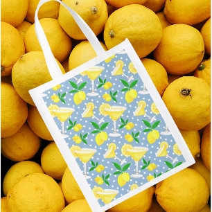 Retro Lemon Drops Yellow Lemons Grocery Bag