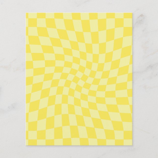 Retro Lemon Yellow Pastel Warped Checkerboard    (Front)