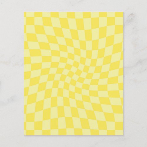 Retro Lemon Yellow Pastel Warped Checkerboard   