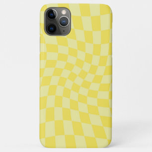 Retro Lemon Yellow Pastel Warped Checkerboard  iPhone 11 Pro Max Case