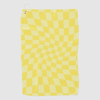Retro Lemon Yellow Pastel Warped Checkerboard