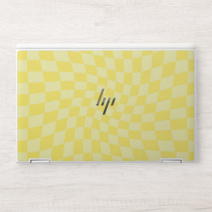 Retro Lemon Yellow Pastel Warped Checkerboard HP Laptop Skin