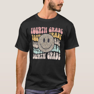 Retro Leopard Fourth Grade Teacher 4th Grade Back T-Shirt